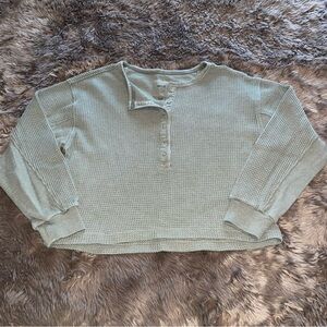 Aerie Oversized Cropped Waffle Henley